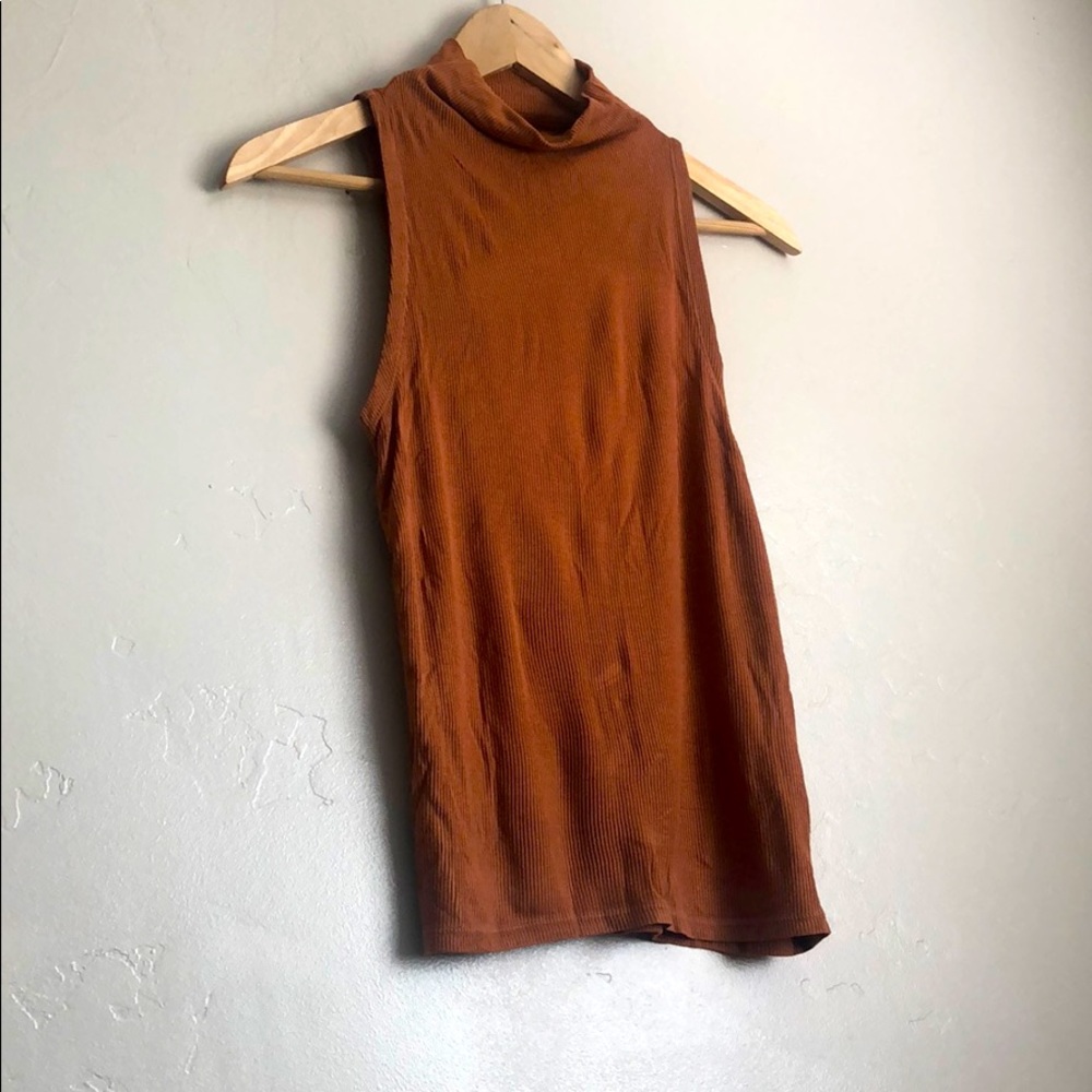 Burnt Orange Turtleneck Sweater Tank